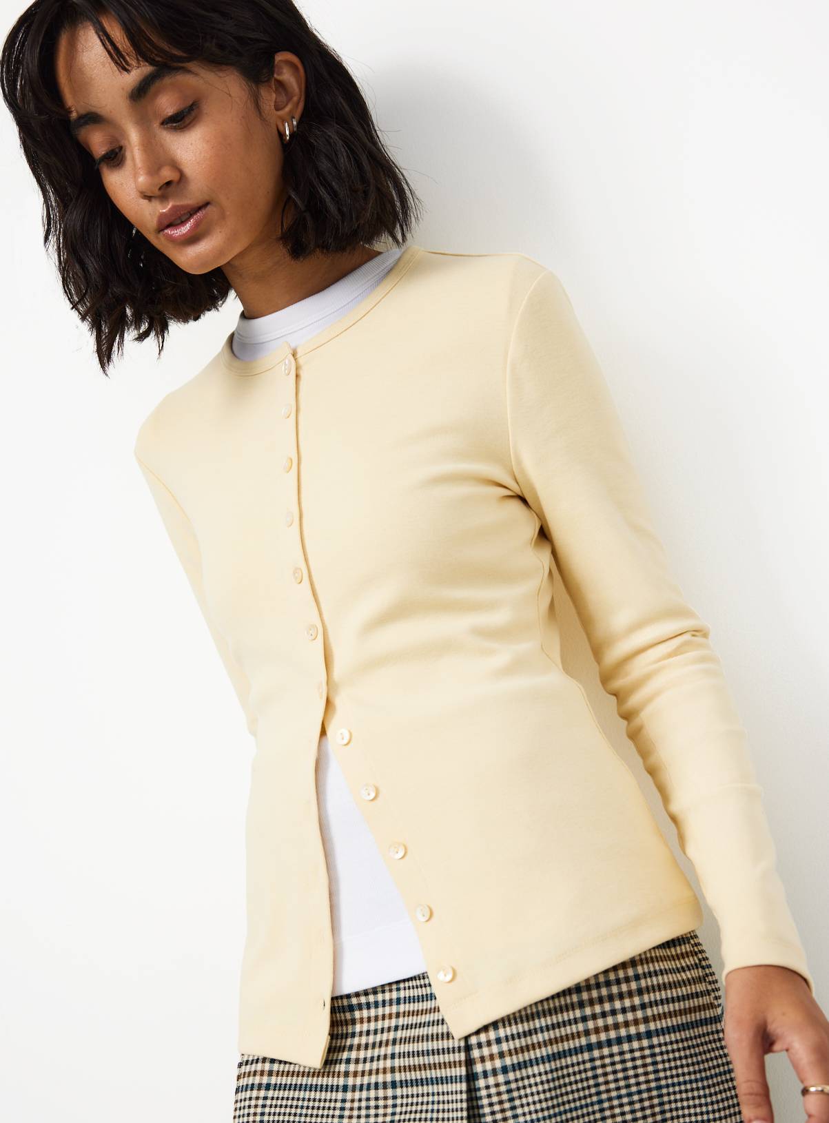 Yellow Brushed Button-Up Slim Fit Top 18 - Image 1