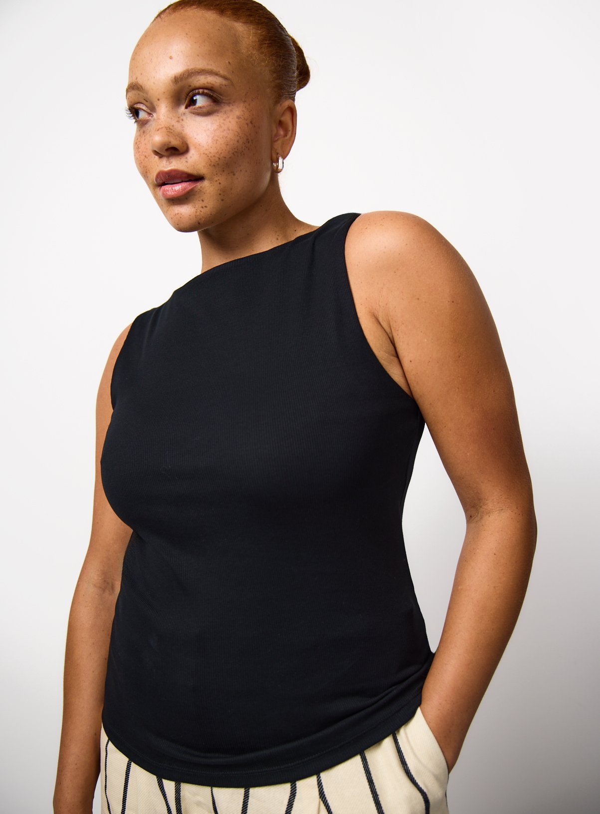 Black Ribbed Boat Neck Vest 24 - Image 2 thumbnail