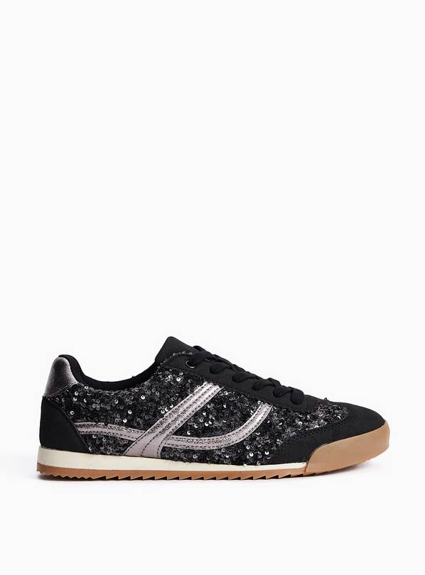 Black Retro-Style Sequin Trainers 5