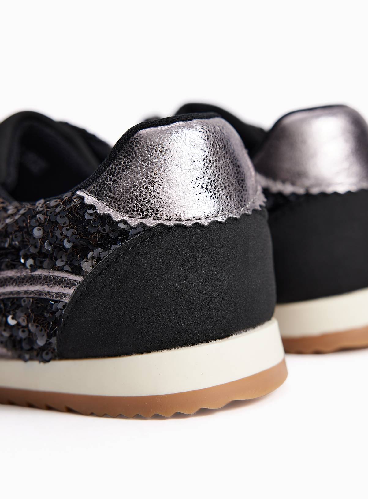 Black Retro-Style Sequin Trainers 7 - Image 4