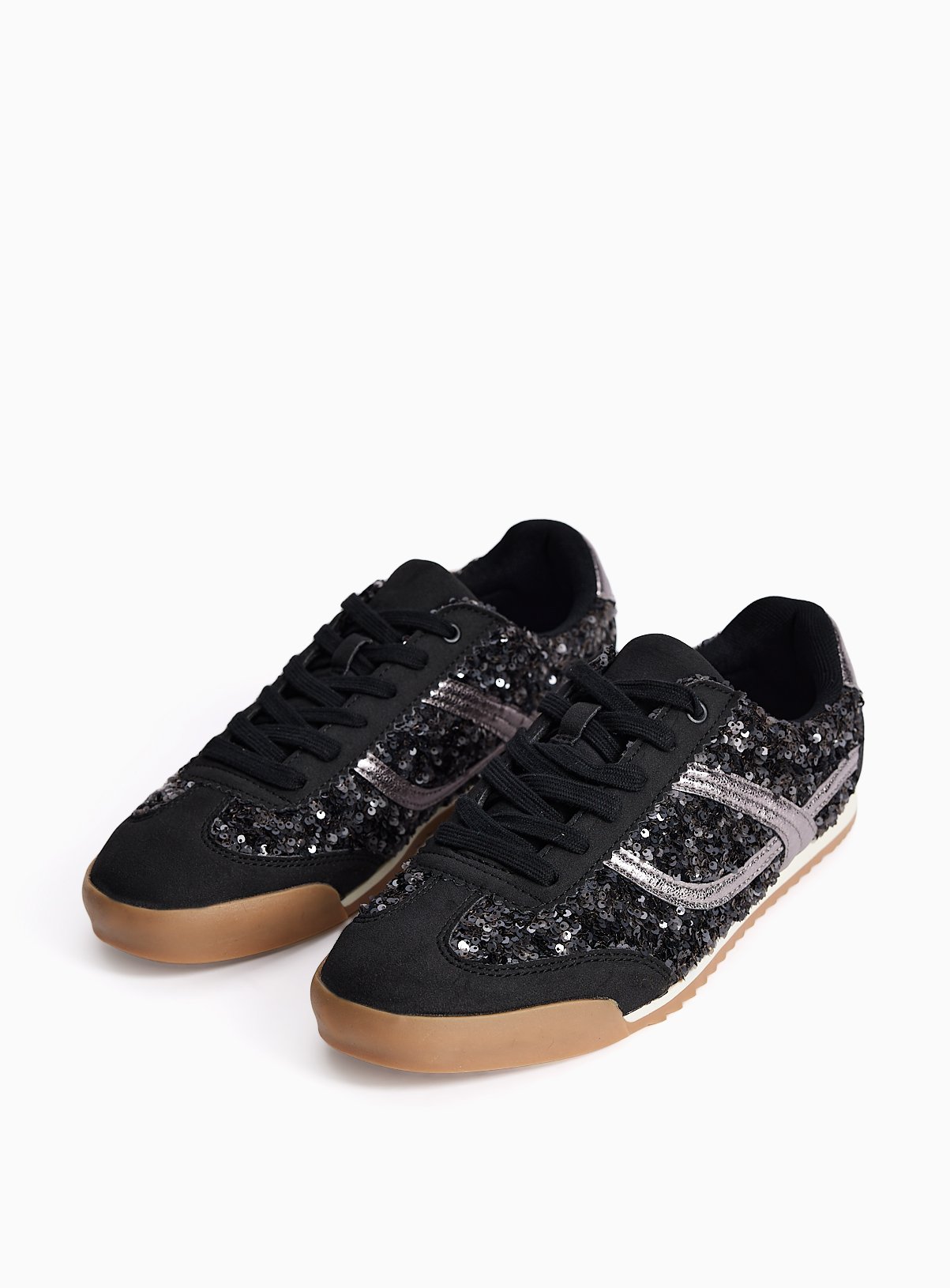 Black Retro-Style Sequin Trainers 8 - Image 2 thumbnail