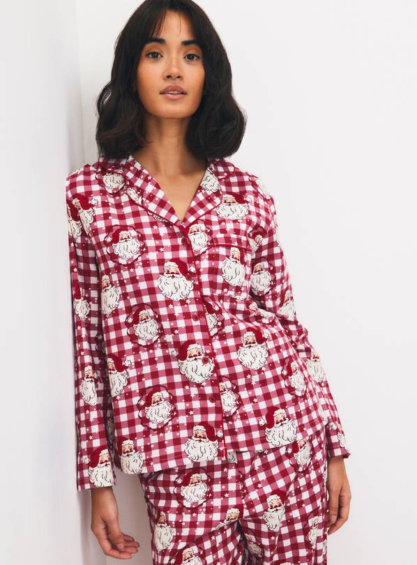 Family Matching Women's Christmas Santa Heads Check Traditional Pyjamas 8-10