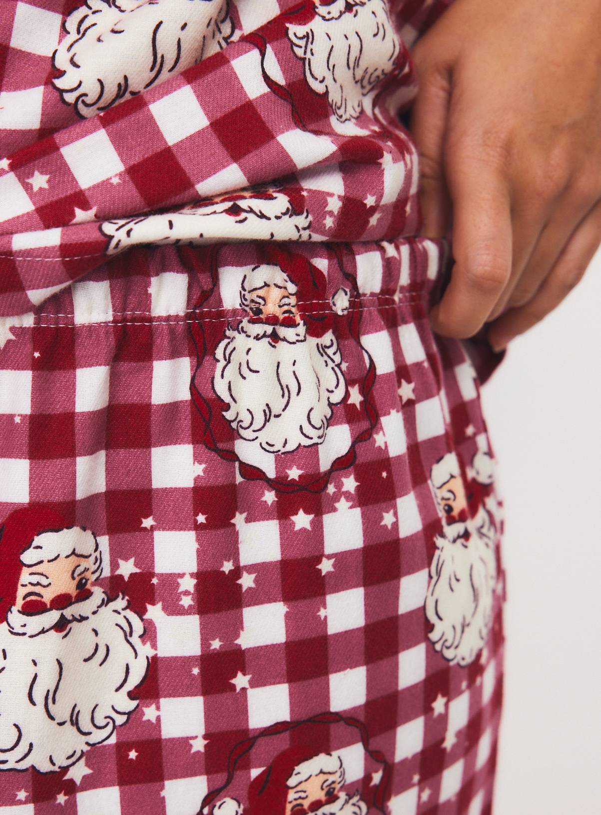 Family Matching Women's Christmas Santa Heads Check Traditional Pyjamas 20-22 - Image 3