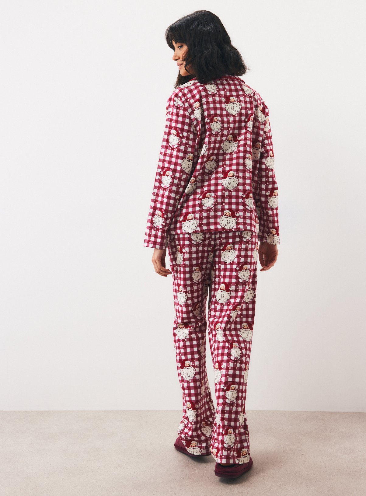 Family Matching Women's Christmas Santa Heads Check Traditional Pyjamas 20-22 - Image 4 thumbnail
