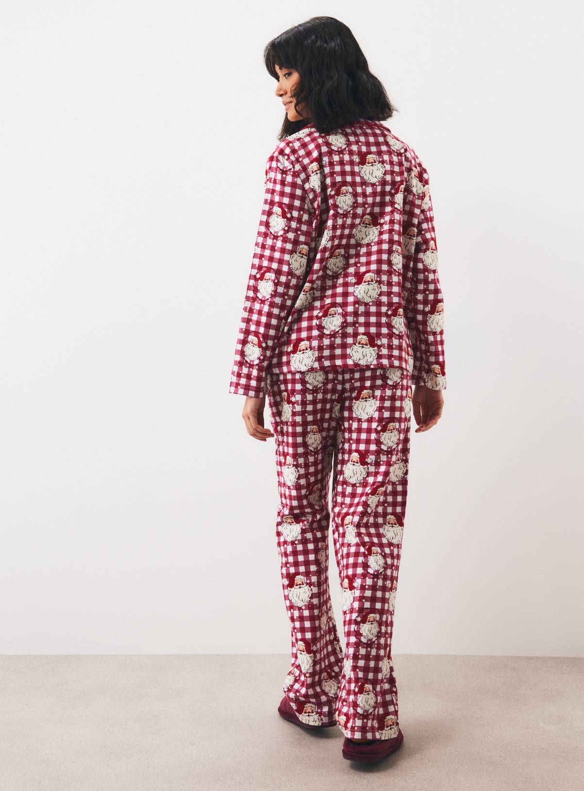 Family Matching Women's Christmas Santa Heads Check Traditional Pyjamas 20-22 - Image 4