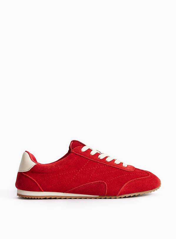 Red Suede Leather Low Profile Trainers 5