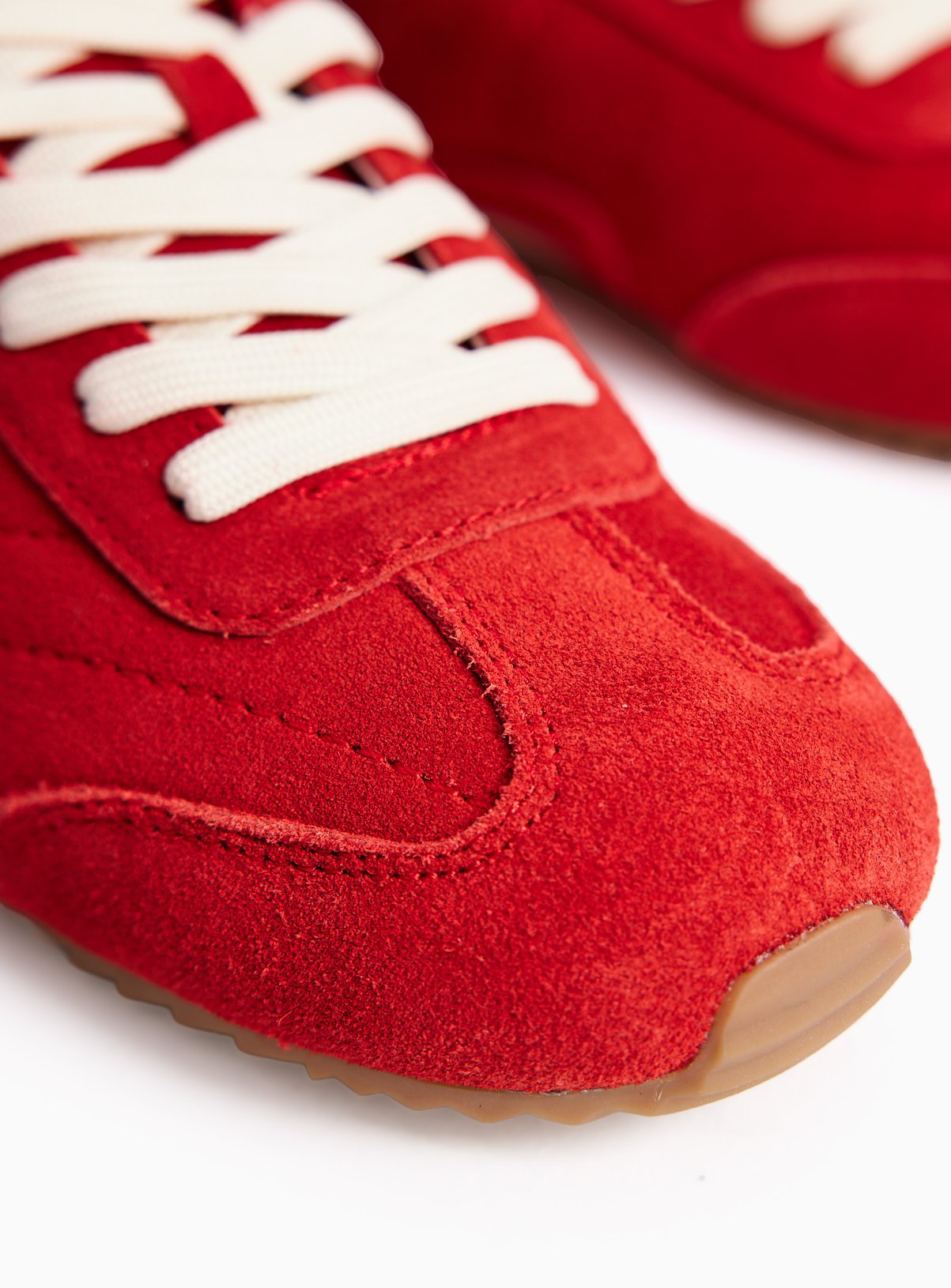 Red Suede Leather Low Profile Trainers 6 - Image 3 thumbnail