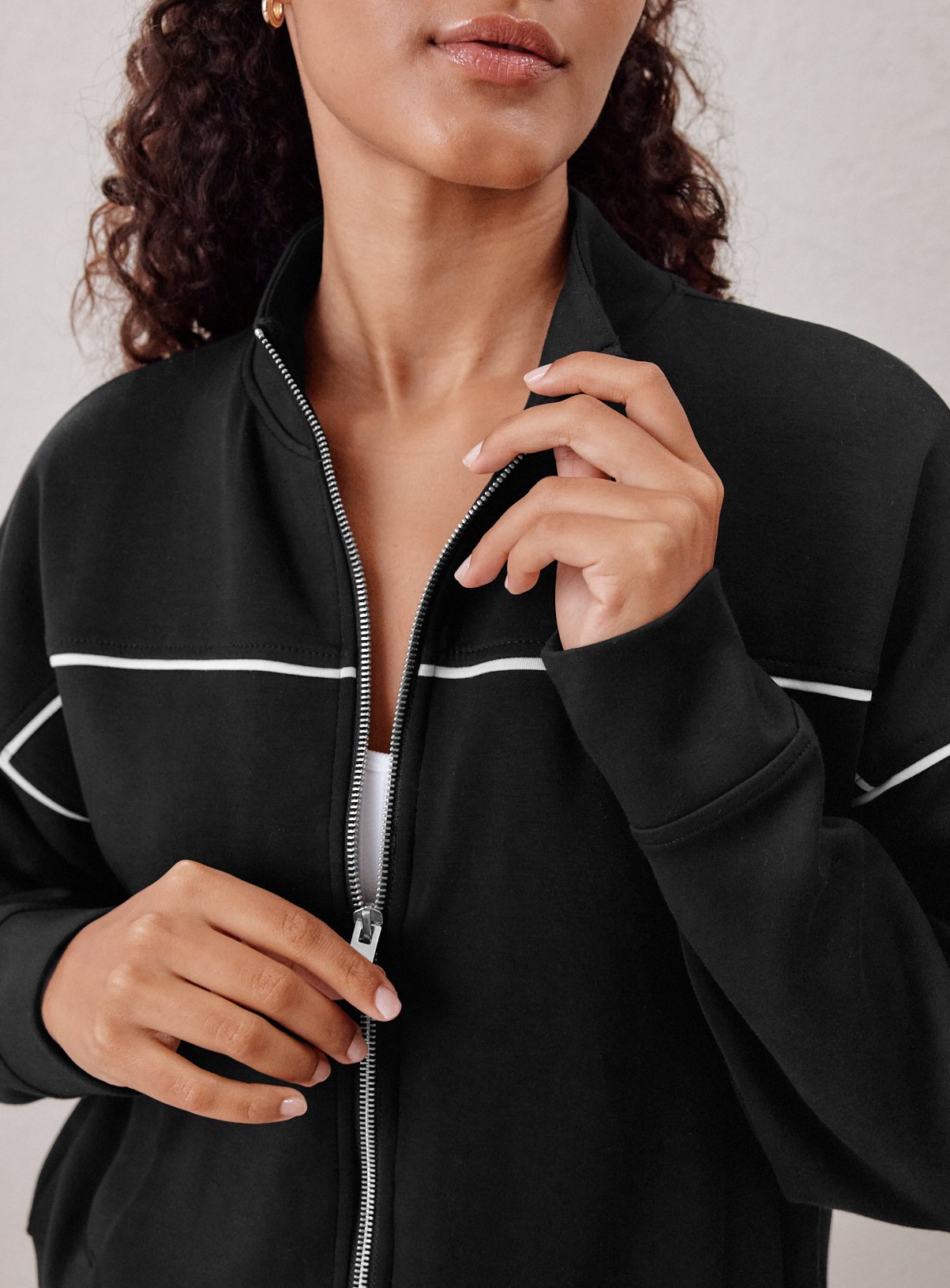 REAKTIV Black Piped Scuba Zip Through Jacket XS - Image 5 thumbnail
