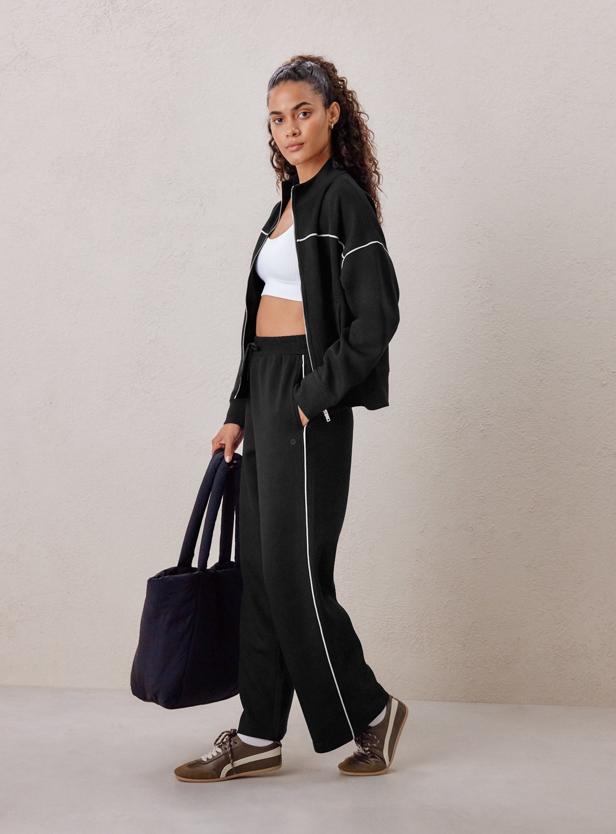 REAKTIV Black Piped Scuba Wide Leg Jogger L - Image 2 thumbnail