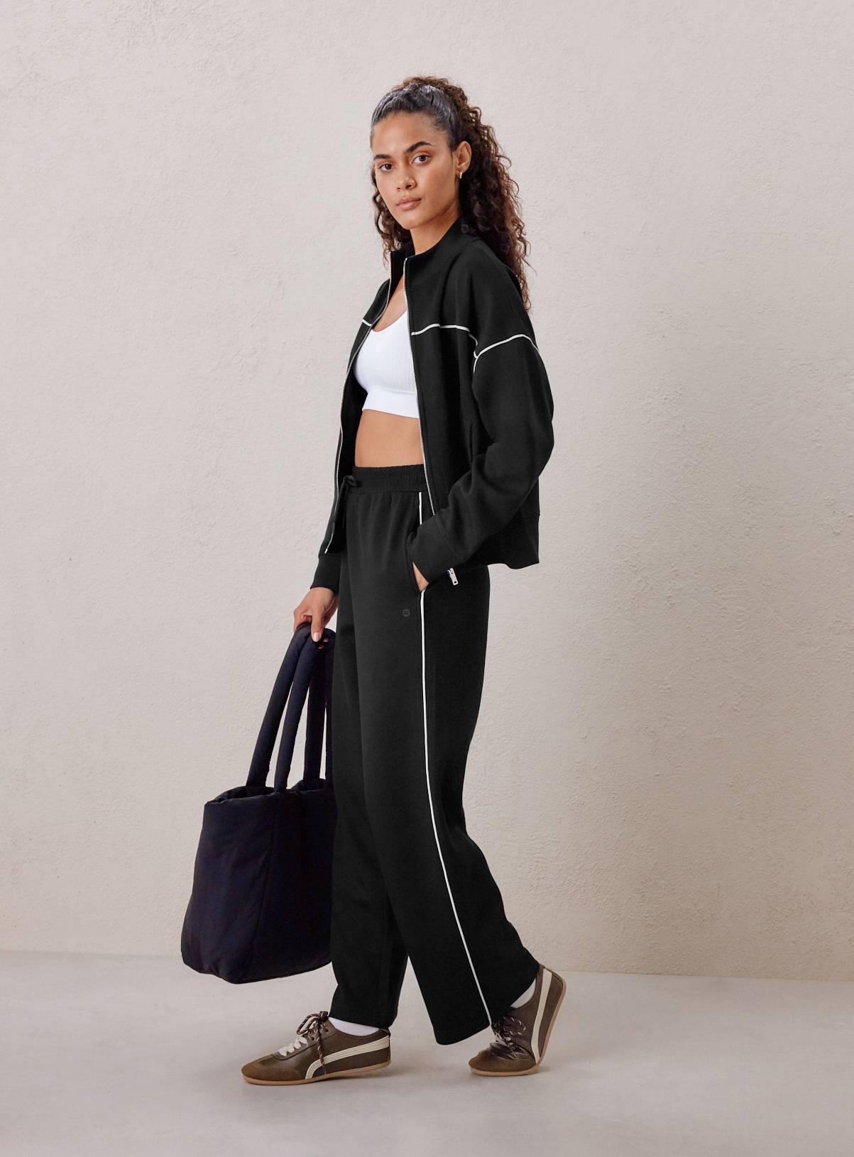 REAKTIV Black Piped Scuba Wide Leg Jogger L - Image 2