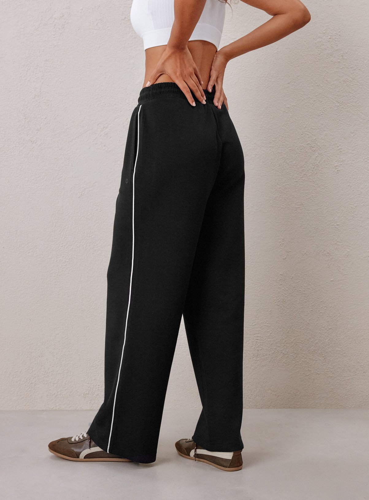 REAKTIV Black Piped Scuba Wide Leg Jogger L - Image 4 thumbnail