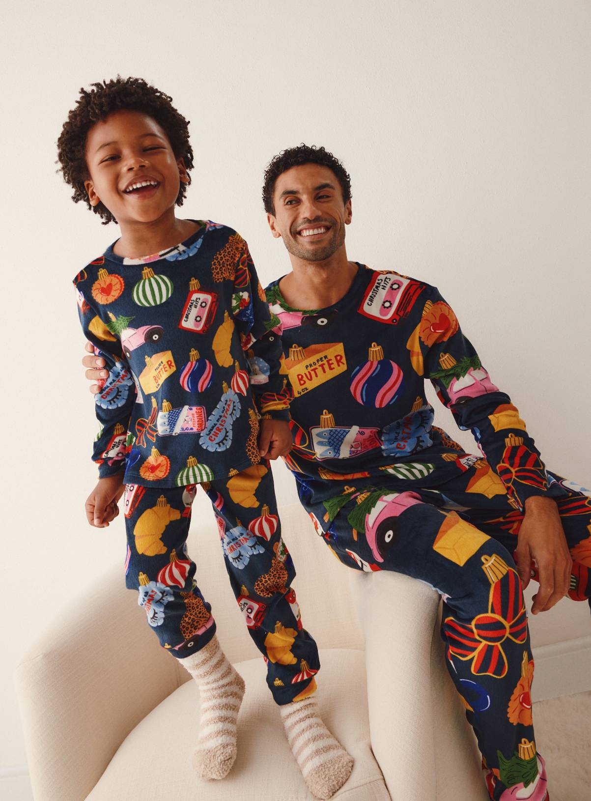 Family Matching Kids' Christmas Bauble Print Pyjamas 4-5 years - Image 1