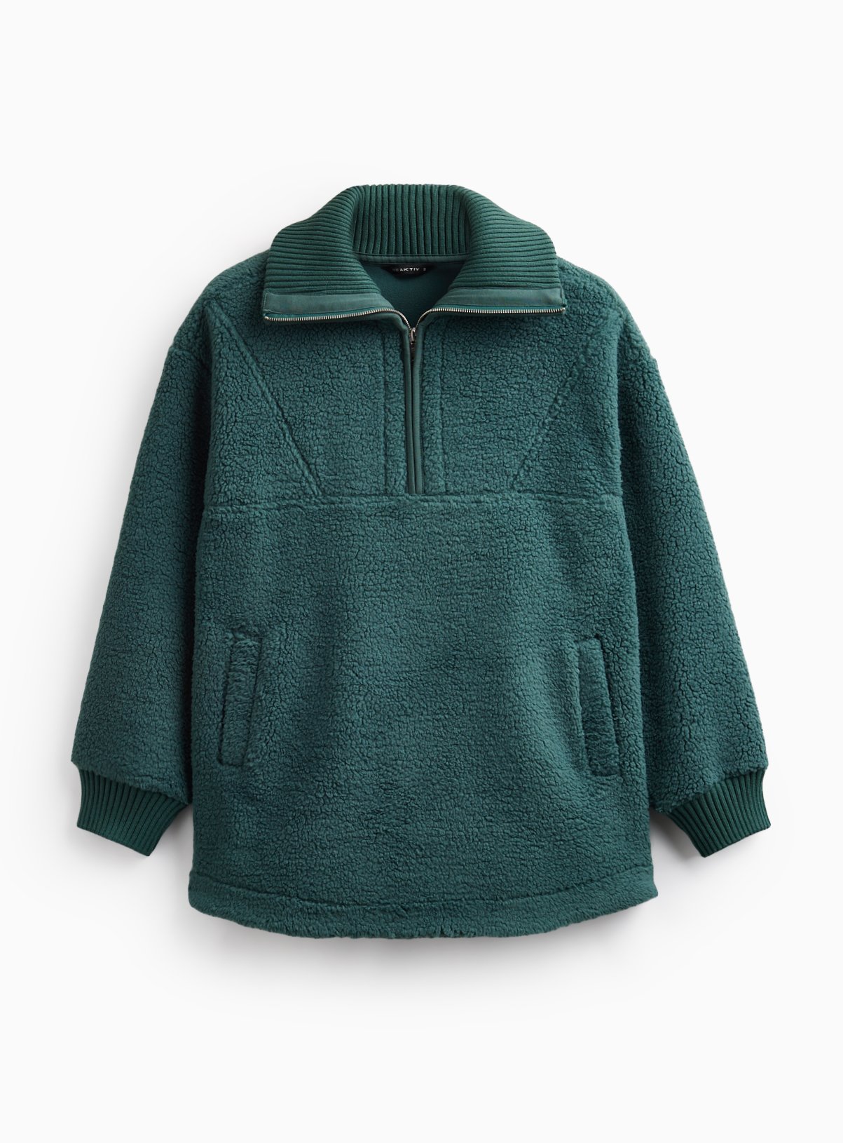 REAKTIV Green Borg Half Zip Sherpa Pullover Jacket L - Image 1 thumbnail