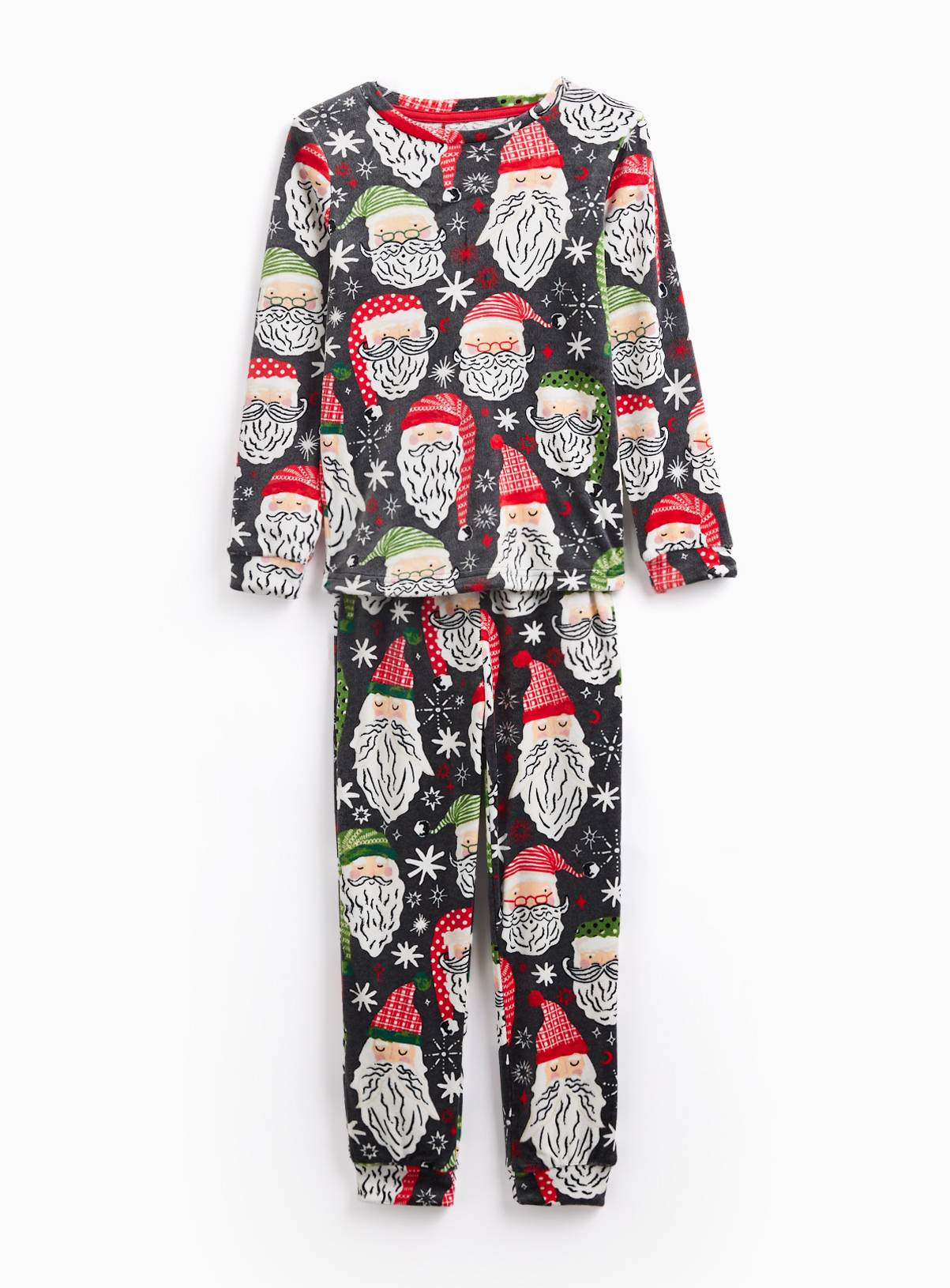 Family Matching Christmas Santa Head Print Slinky Pyjamas 8-9 years - Image 1
