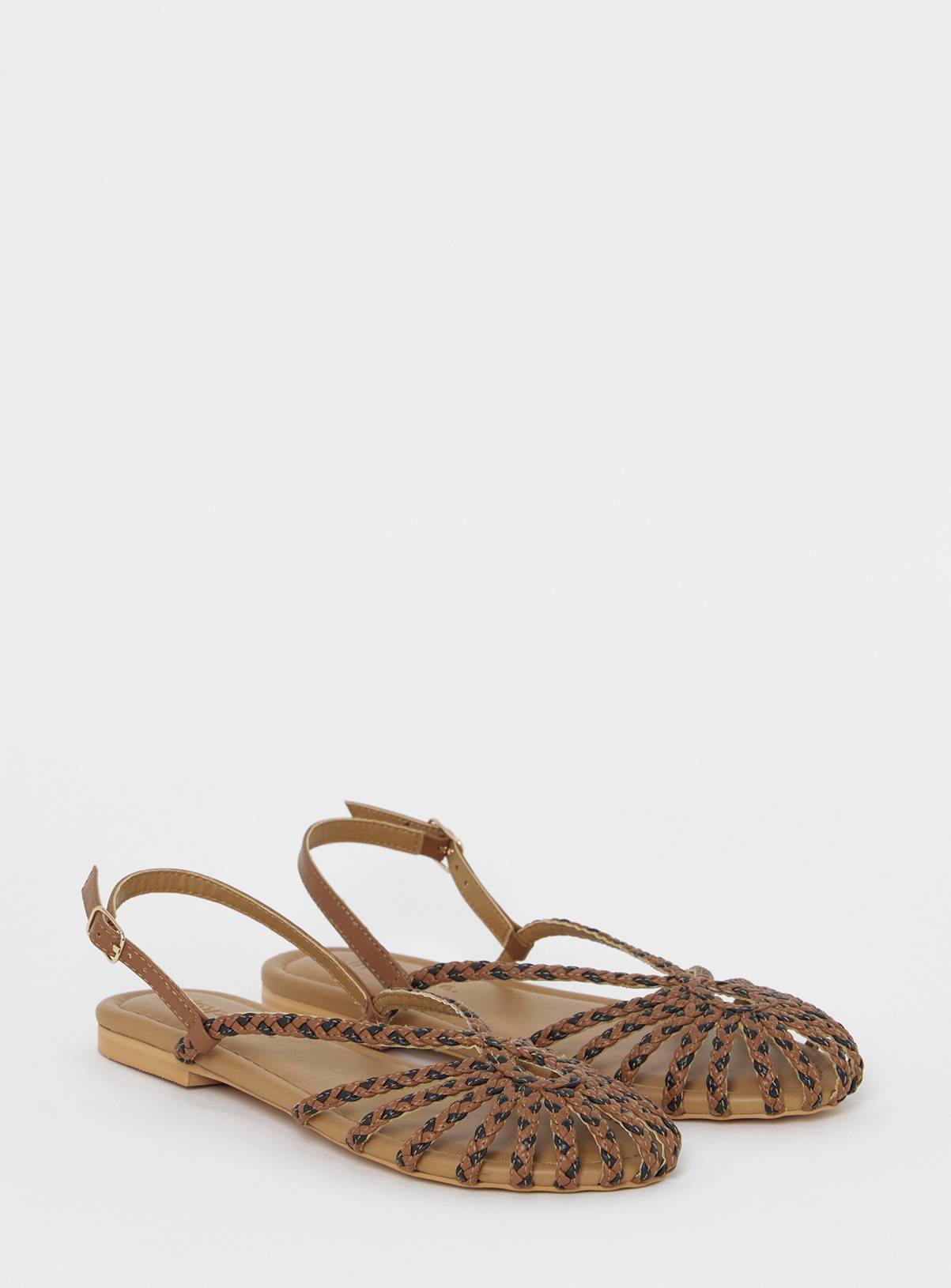 SIMPLY BE Plaited Woven Shoes Wide Fit Tan 6 - Image 2