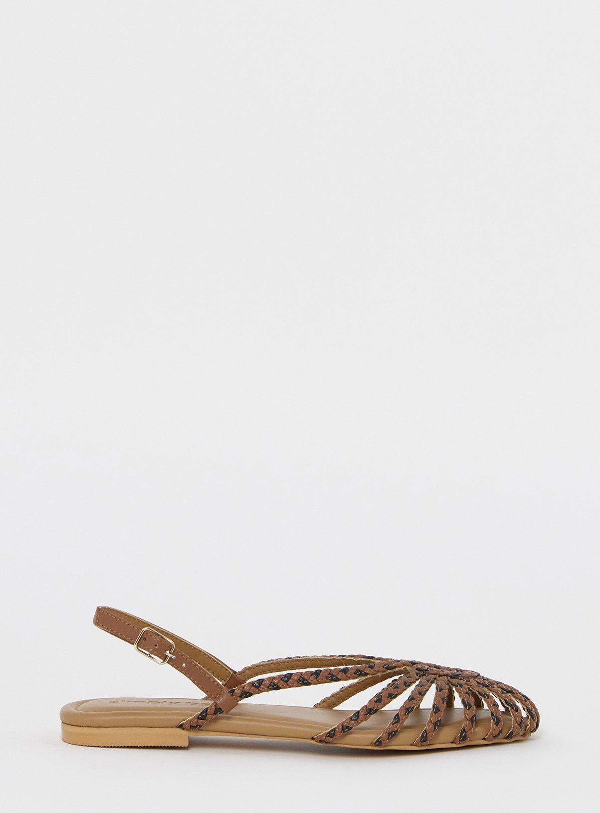 SIMPLY BE Plaited Woven Shoes Wide Fit Tan 6 - Image 3 thumbnail