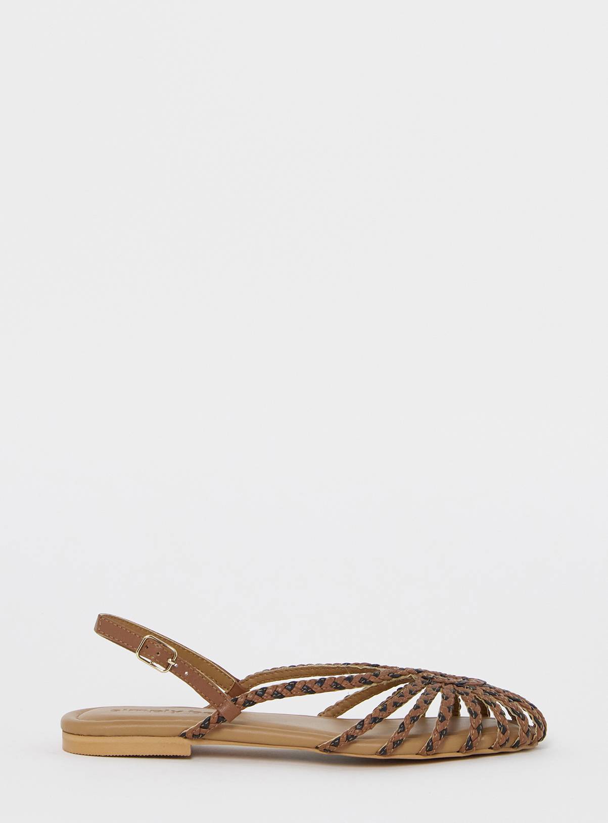 SIMPLY BE Plaited Woven Shoes Wide Fit Tan 6 - Image 3