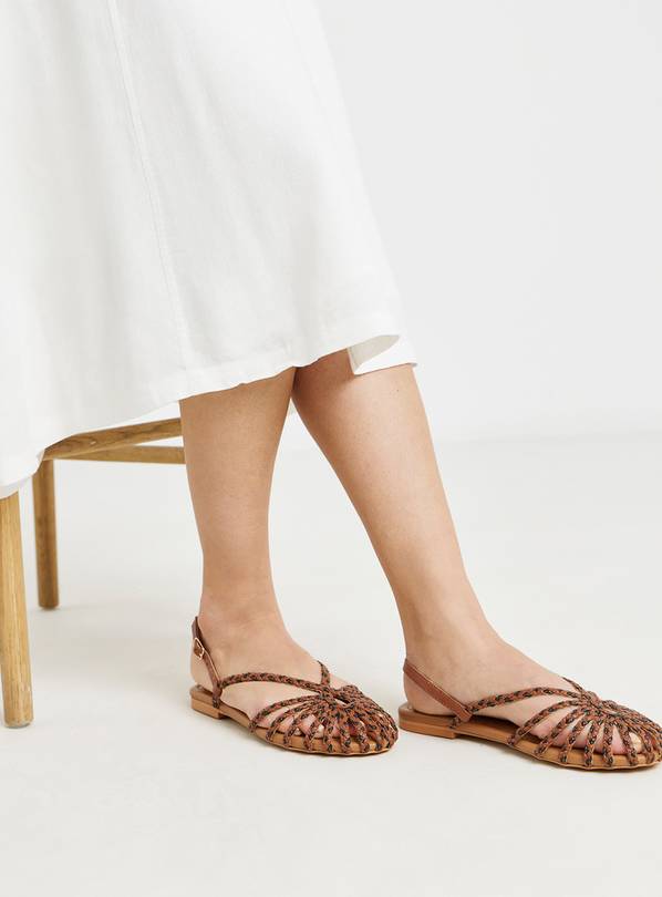 SIMPLY BE Plaited Woven Shoes Extra Wide Fit Tan 4