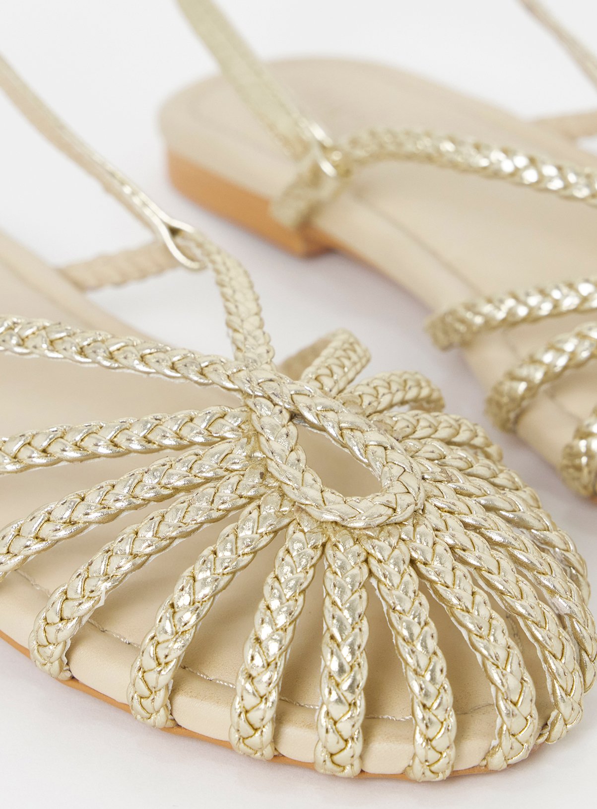 SIMPLY BE Plaited Woven Shoes Wide Fit Gold 6 - Image 4 thumbnail