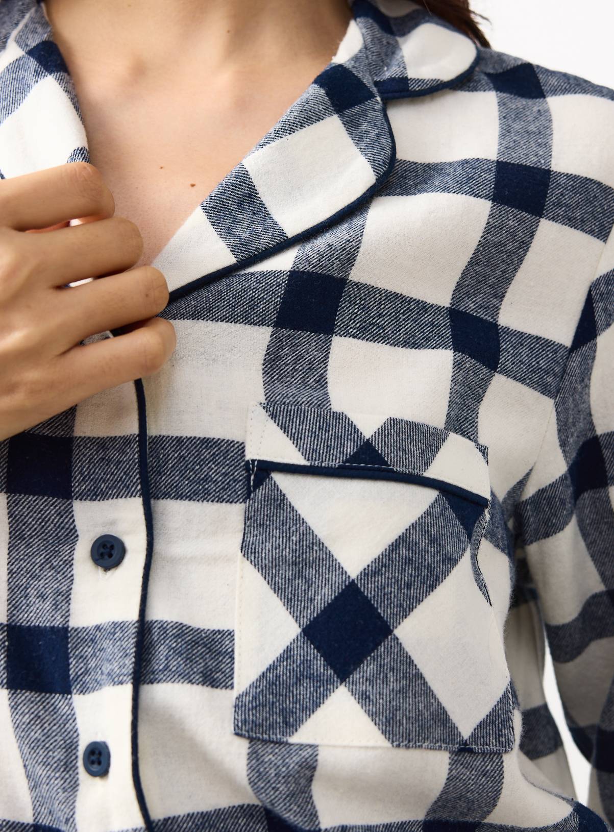 Family Matching Women's Christmas Navy & Cream Check Traditional Pyjamas 12-14 - Image 3