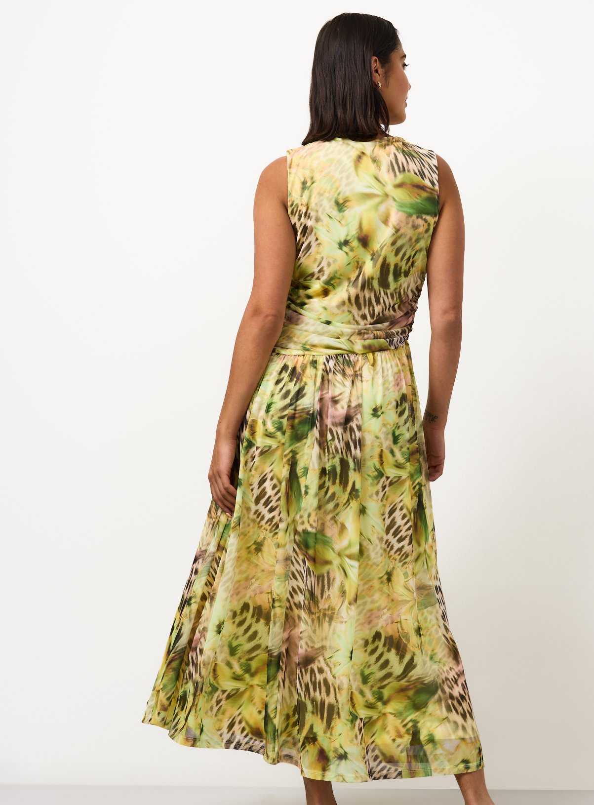 Yellow Animal Print Ruched Column Dress 18 - Image 5 thumbnail