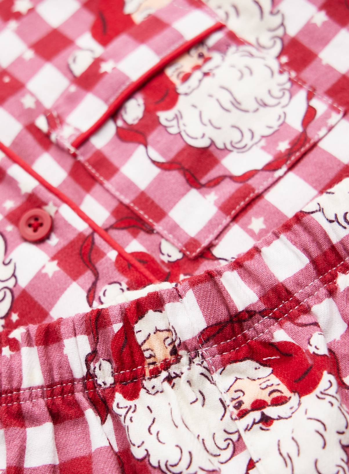 Family Matching Kids' Christmas Santa Heads Check Traditional Pyjamas 5-6 years - Image 3