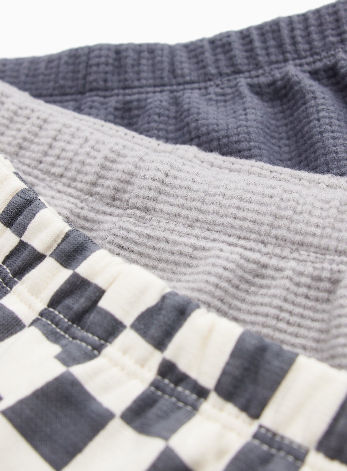 Plain and Monochrome Checkerboard Full-Length Bottoms 3-Pack Up to 3 mths - Image 2 thumbnail