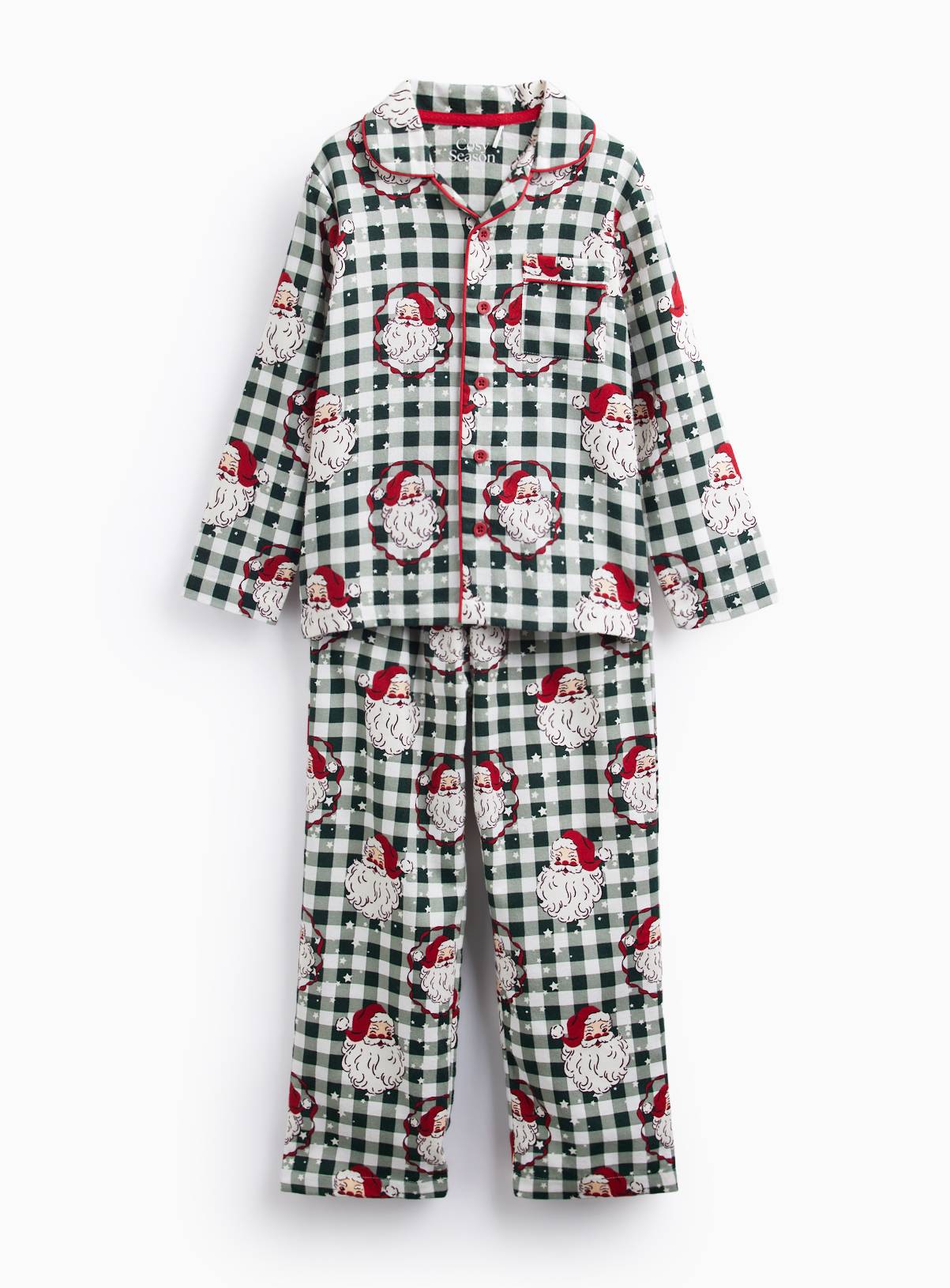 Family Matching Kids' Santa Check 2-Piece Christmas Pyjama Set 4-5 years - Image 1