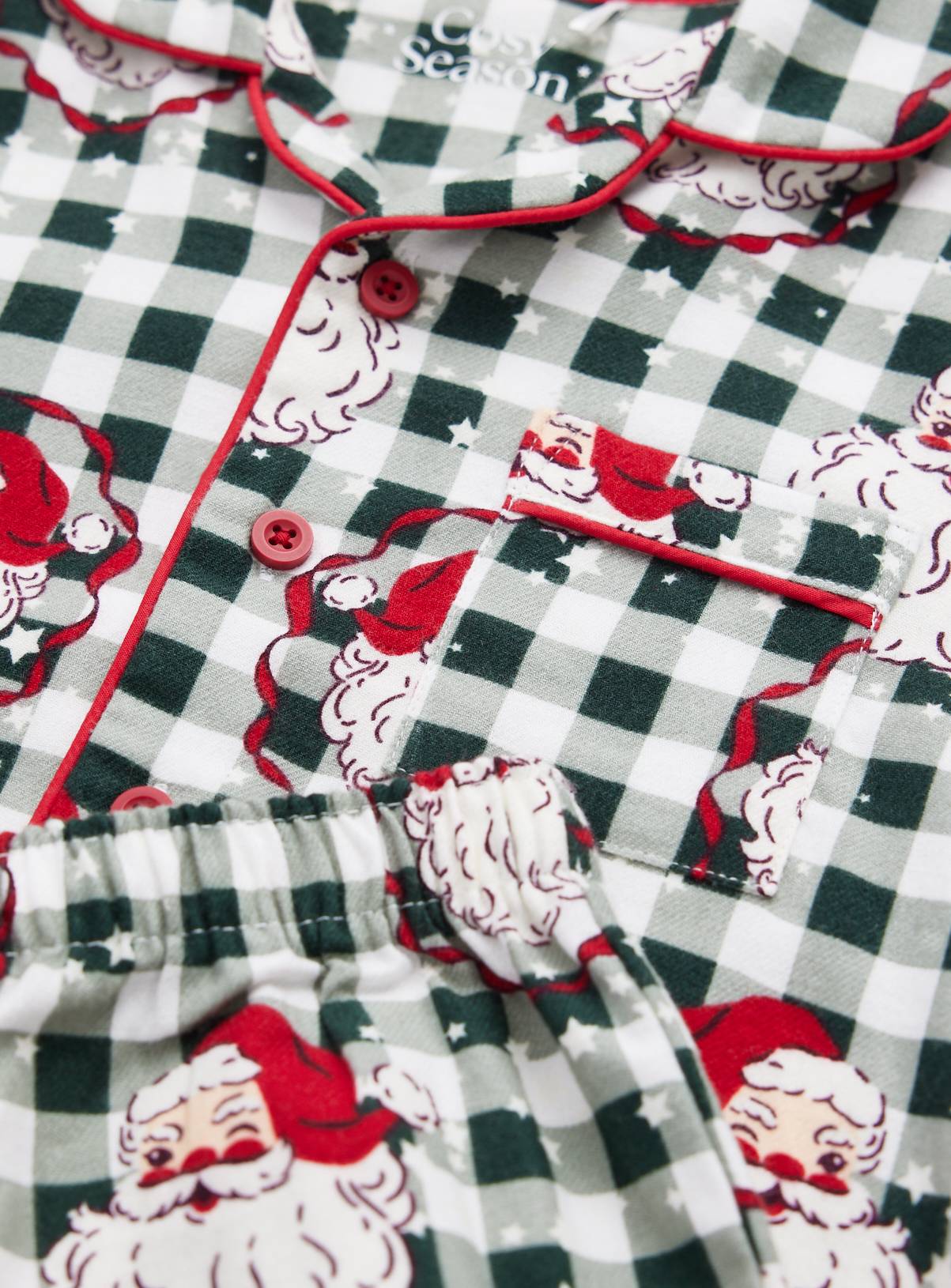 Family Matching Kids' Santa Check 2-Piece Christmas Pyjama Set 4-5 years - Image 2