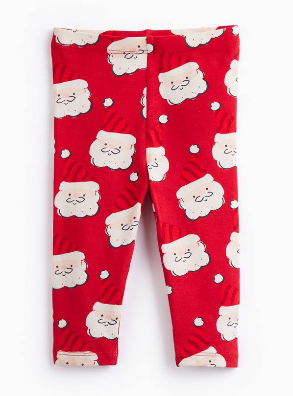 Red Santa Print Leggings Up to 3 mths