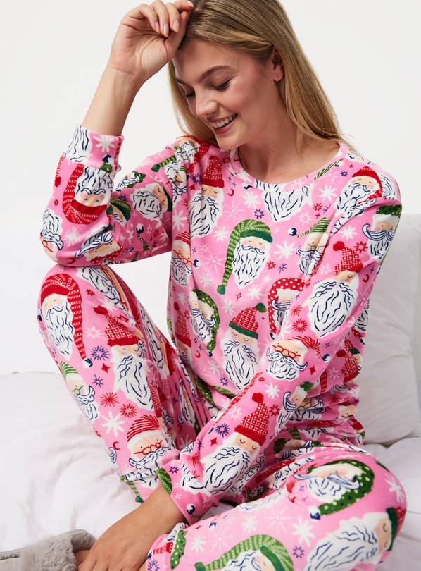 Family Matching Pink Santa Heads Pyjamas 8-10