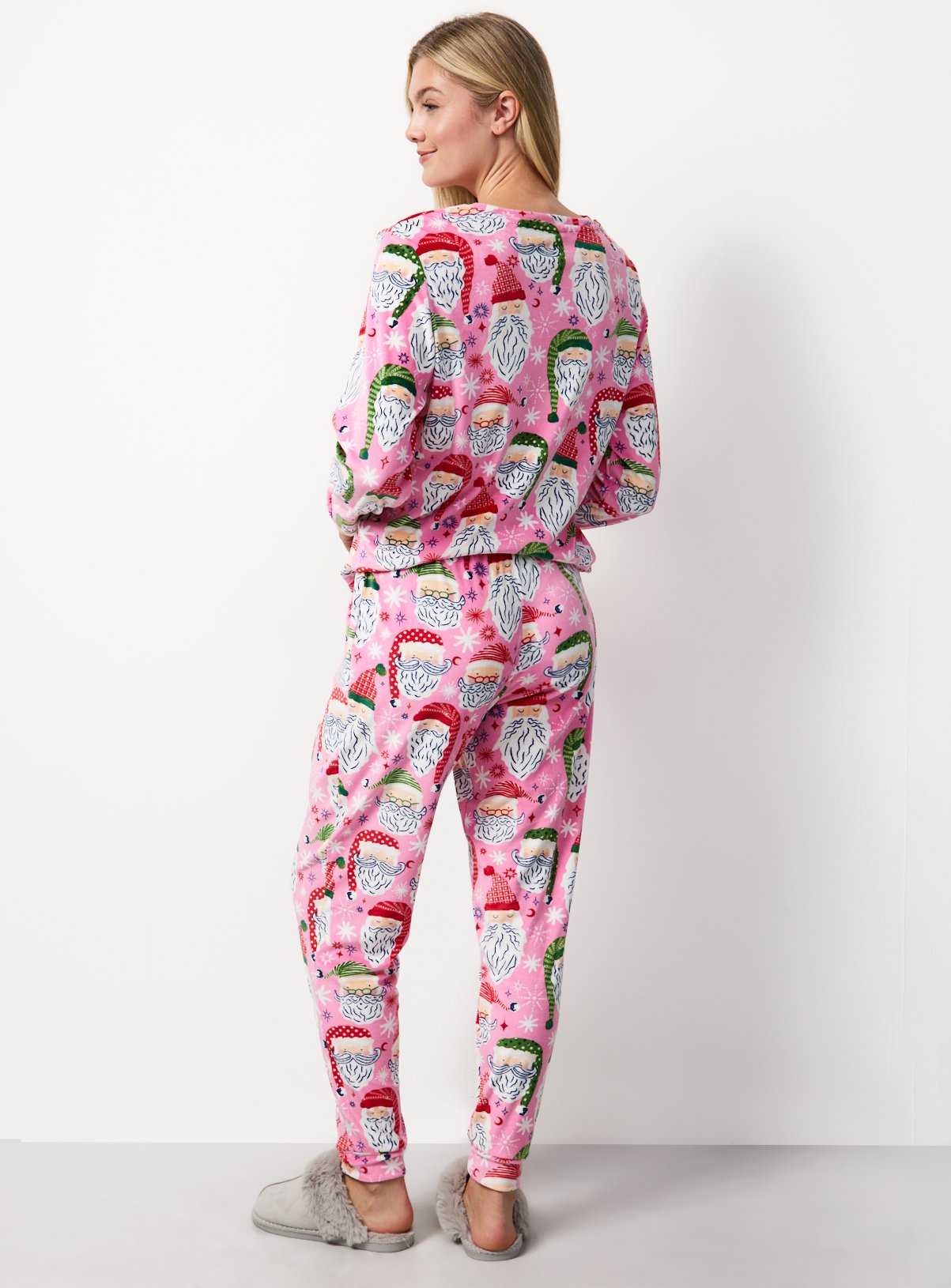 Family Matching Women's Christmas Pink Santa Heads Pyjamas 24-26 - Image 4 thumbnail