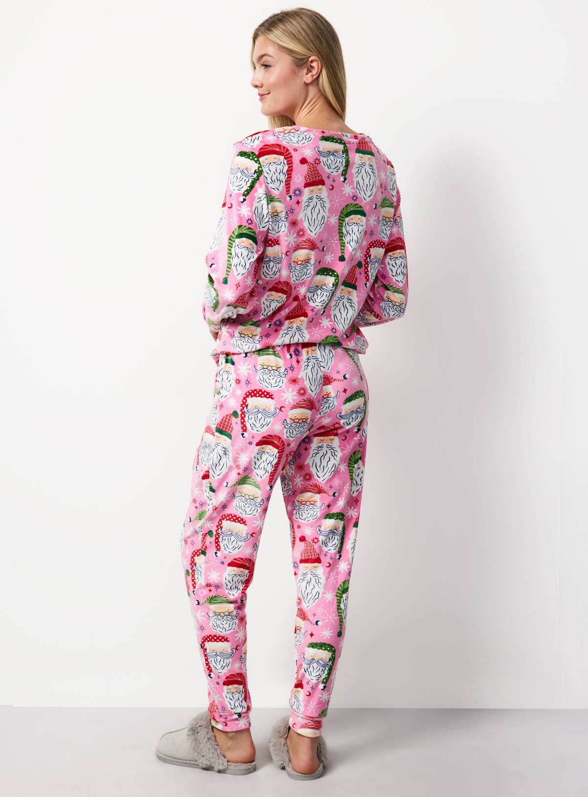 Family Matching Women's Christmas Pink Santa Heads Pyjamas 24-26 - Image 4