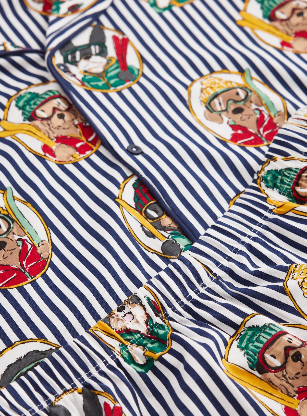 Family Matching Christmas White Striped Dog Print Traditional Pyjamas XL - Image 4 thumbnail