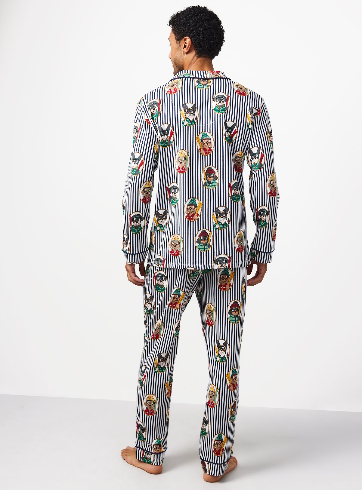 Family Matching Christmas White Striped Dog Print Traditional Pyjamas XL - Image 5 thumbnail