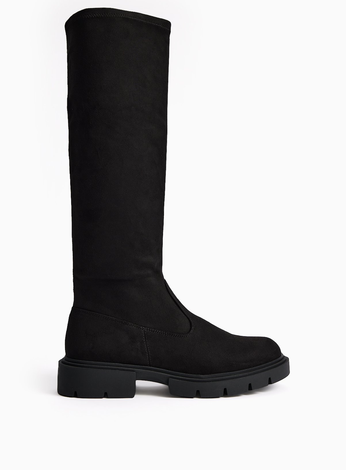 Black Faux Suede Knee High Boots 7 - Image 1 thumbnail