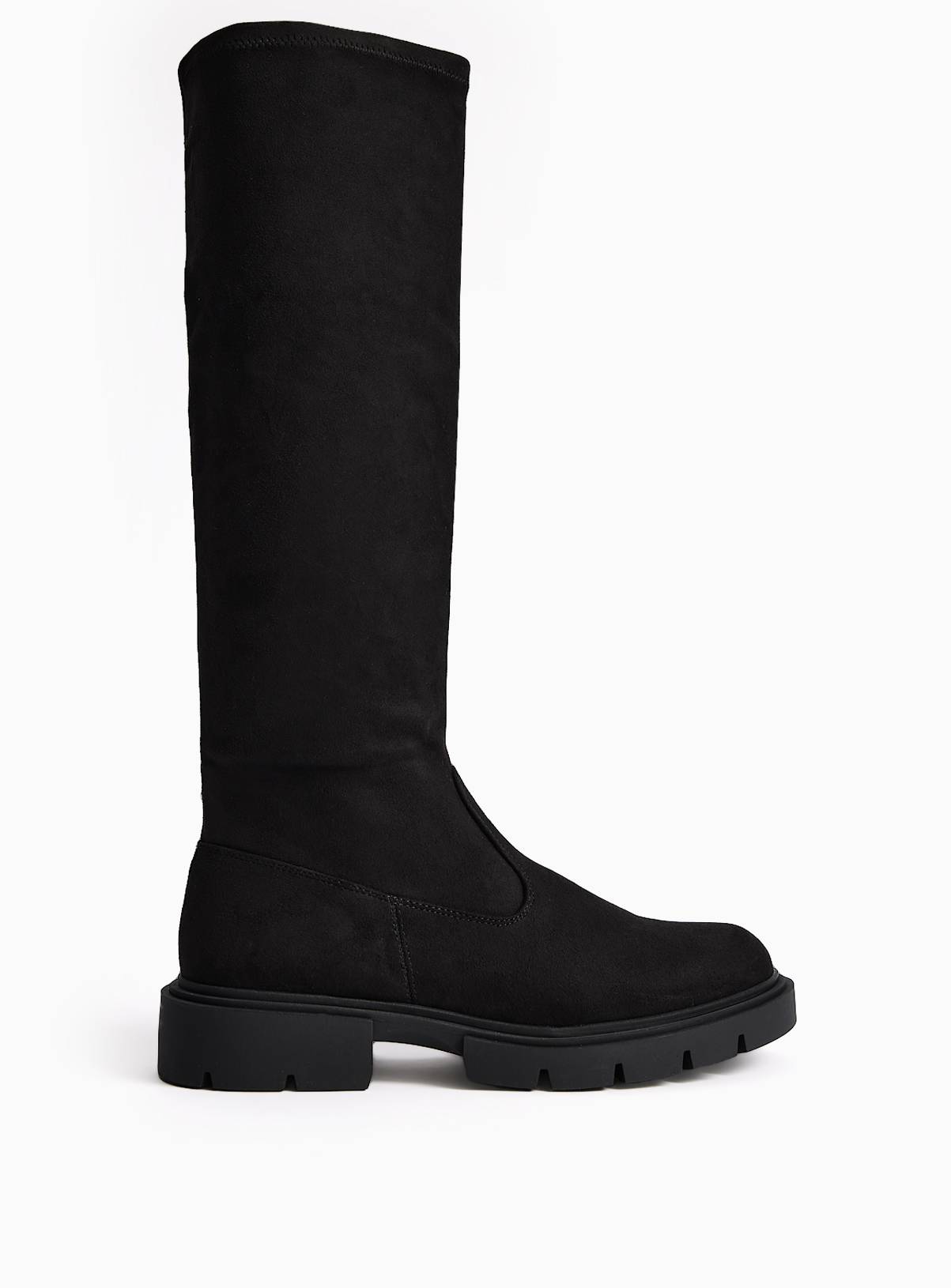 Black Faux Suede Knee High Boots 7 - Image 1