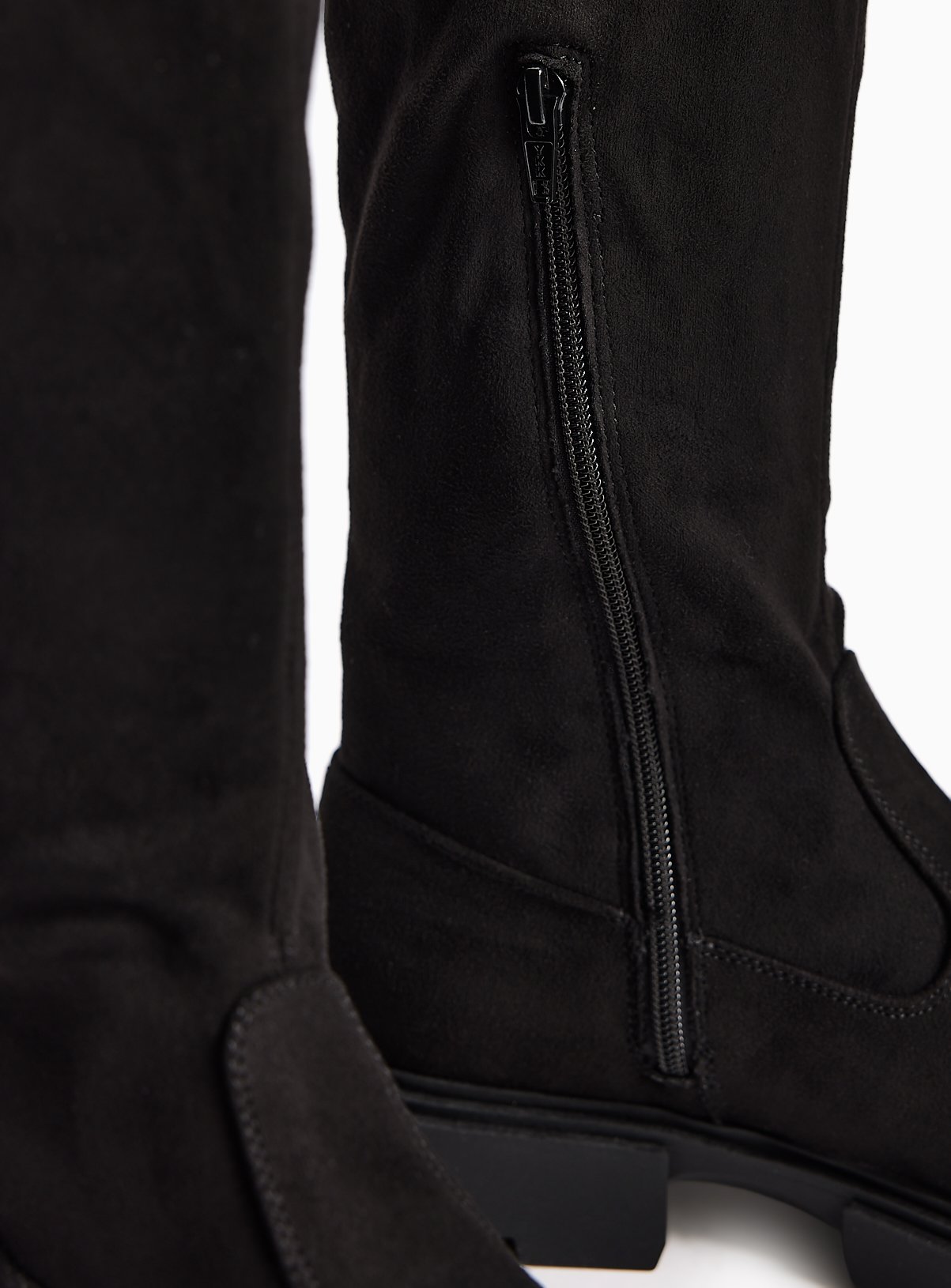 Black Faux Suede Knee High Boots 7 - Image 2 thumbnail