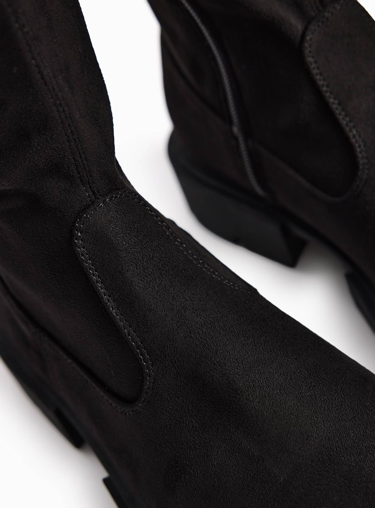 Black Faux Suede Knee High Boots 7 - Image 3