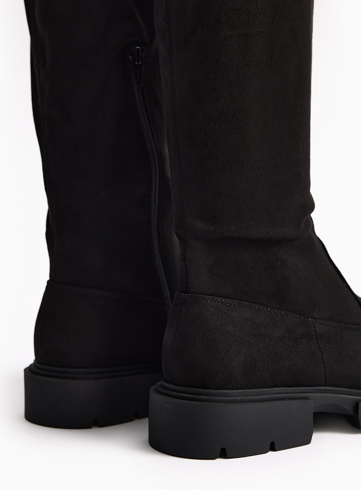 Black Faux Suede Knee High Boots 7 - Image 4 thumbnail