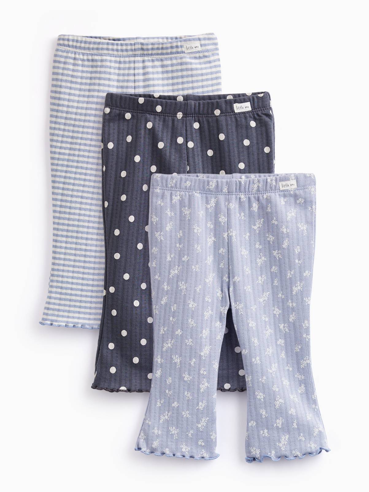 Mono Pointelle Flared Leggings 3-Pack Up to 3 mths - Image 1