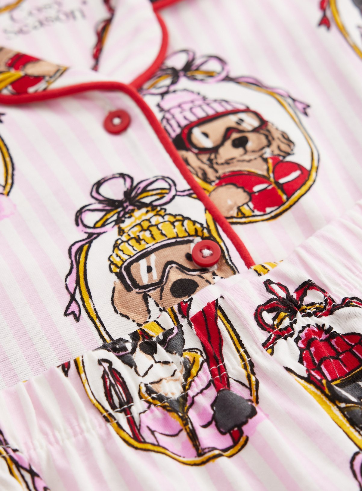 Family Matching Christmas White Striped Dog Print Traditional Pyjamas 8-9 years - Image 2 thumbnail
