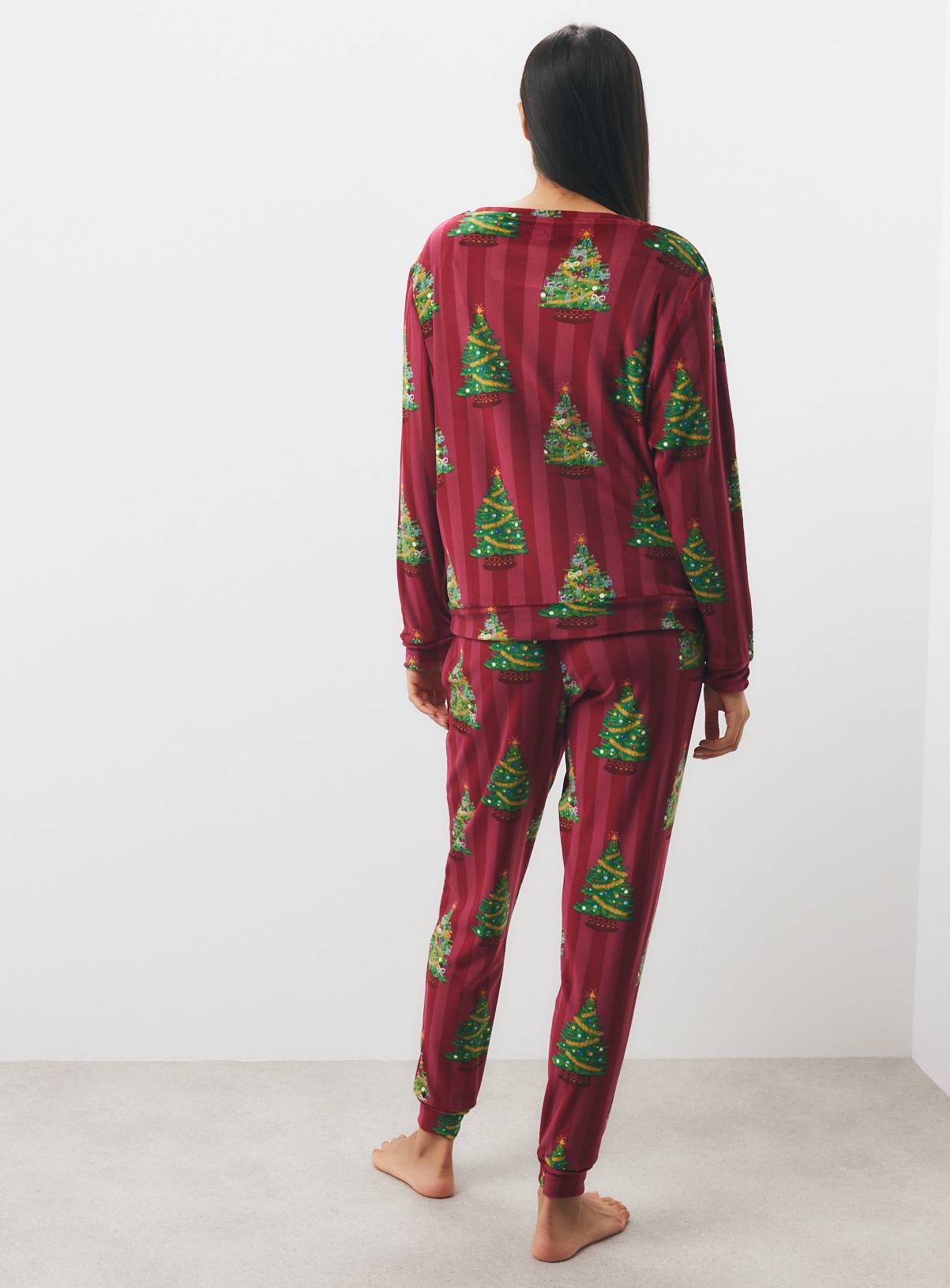 Family Matching Women's Red Christmas Tree Print Pyjamas 2-Piece Set 16-18 - Image 3