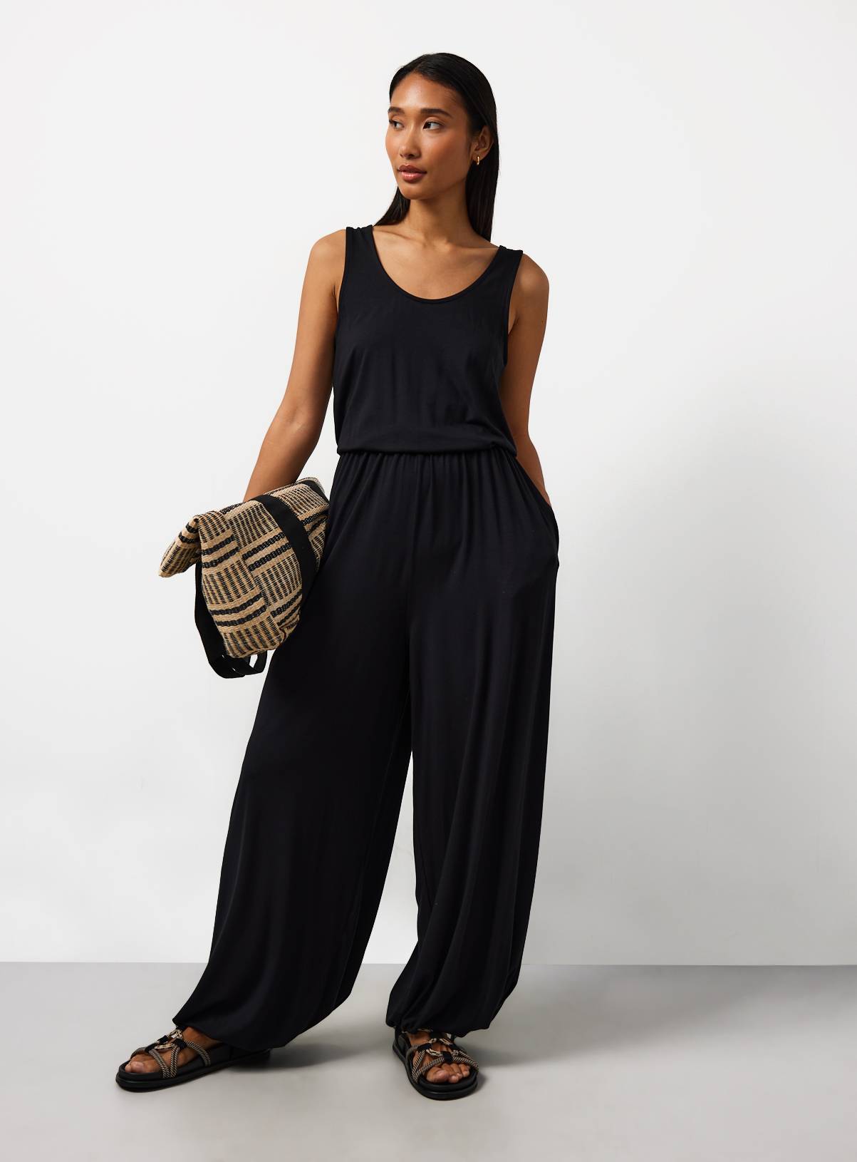 Black Jersey Balloon Leg Jumpsuit 18 - Image 2