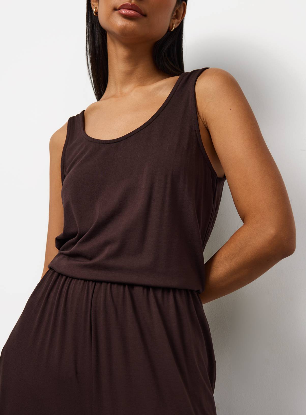 Brown Jersey Balloon Leg Jumpsuit 8 - Image 3