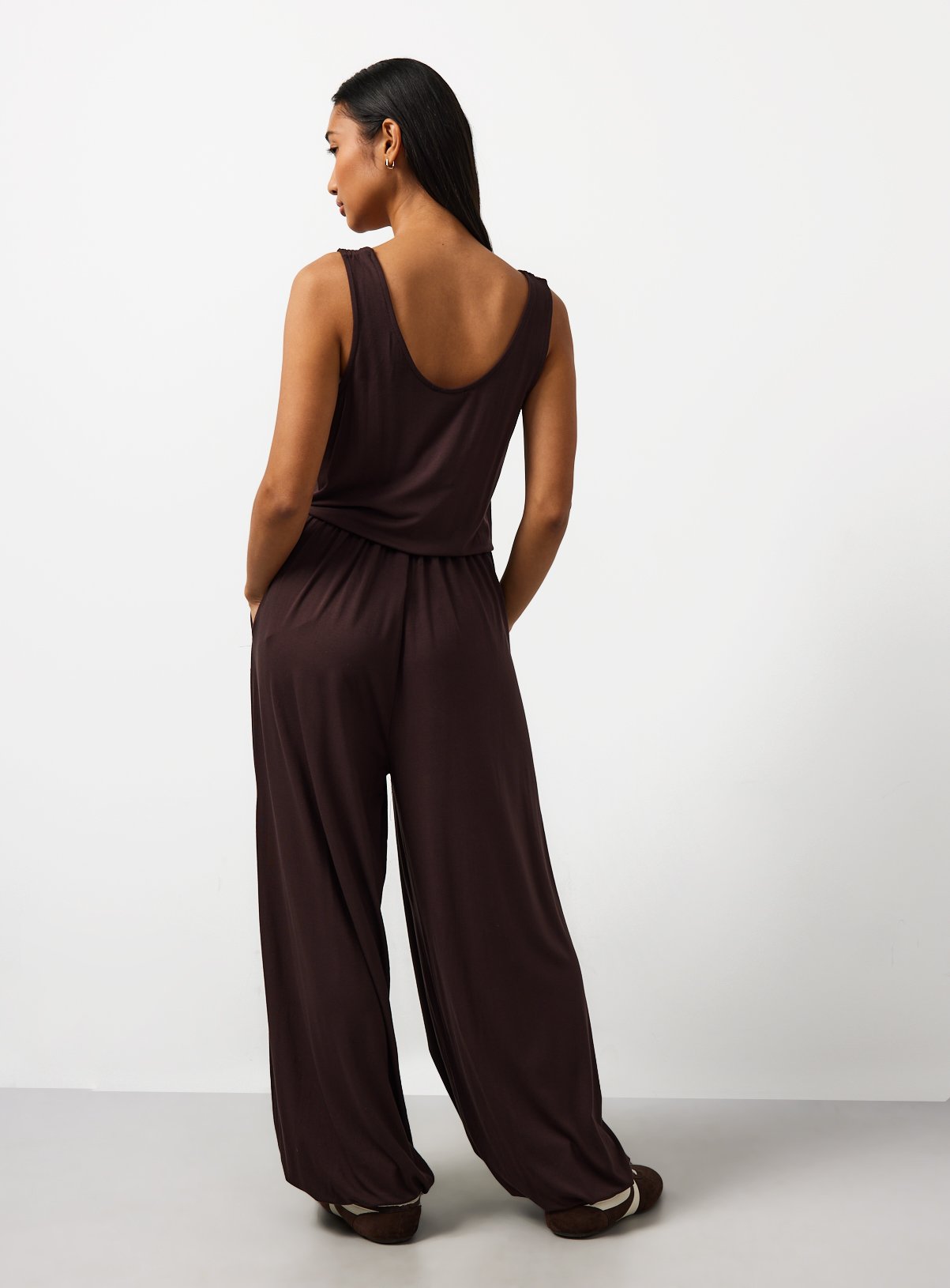 Brown Jersey Balloon Leg Jumpsuit 8 - Image 4 thumbnail