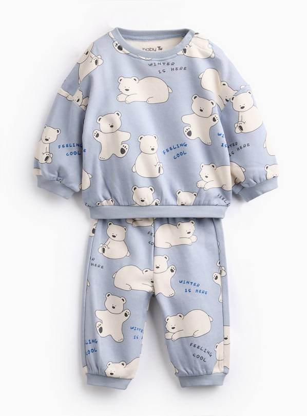 Blue Polar Bear Sweat Set 9-12 months