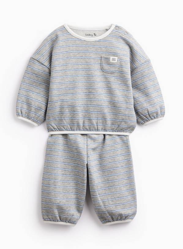 Grey Stripe Top & Jogger Set 18-24 months