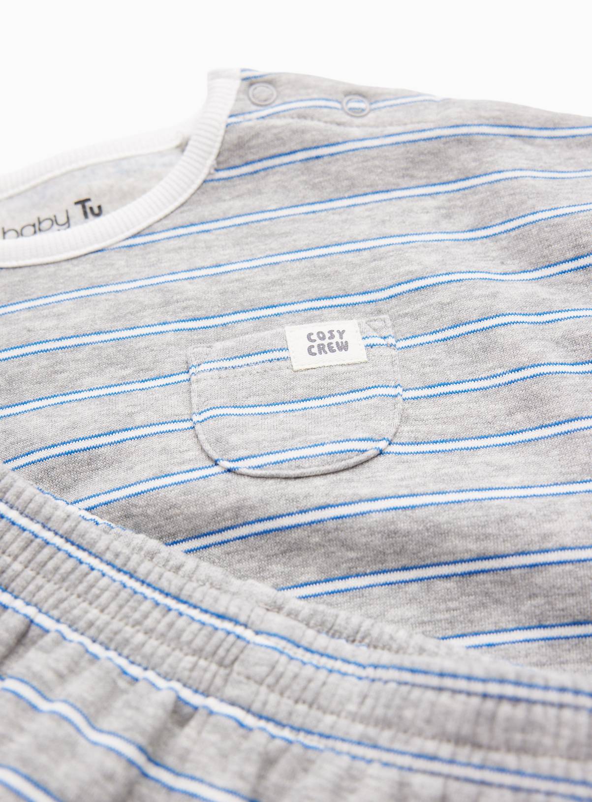Grey Stripe Top & Jogger Set 18-24 months - Image 2