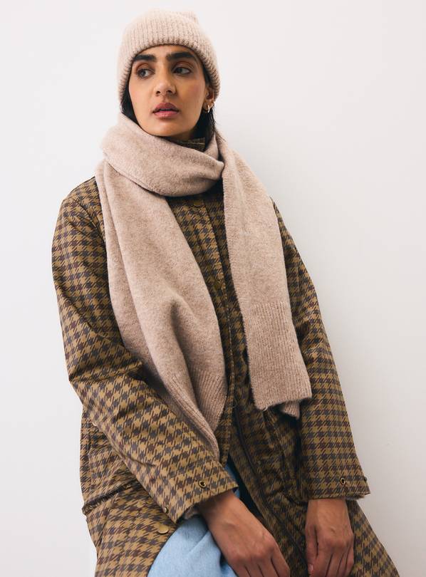 Oatmeal Knitted Scarf One Size
